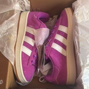 Adidas Campus Magenta and White Shoes